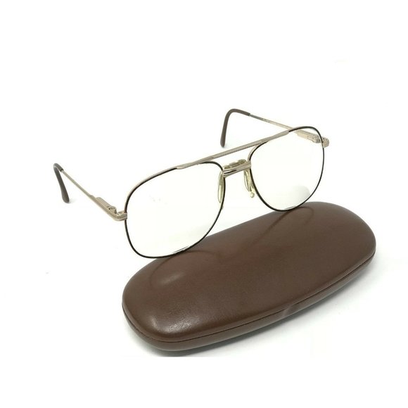 Vintage Viva Eyeglasses MOD1017 BRD 57[]18 140 Eyeglass Gold Brown Aviator Frame - Picture 1 of 12